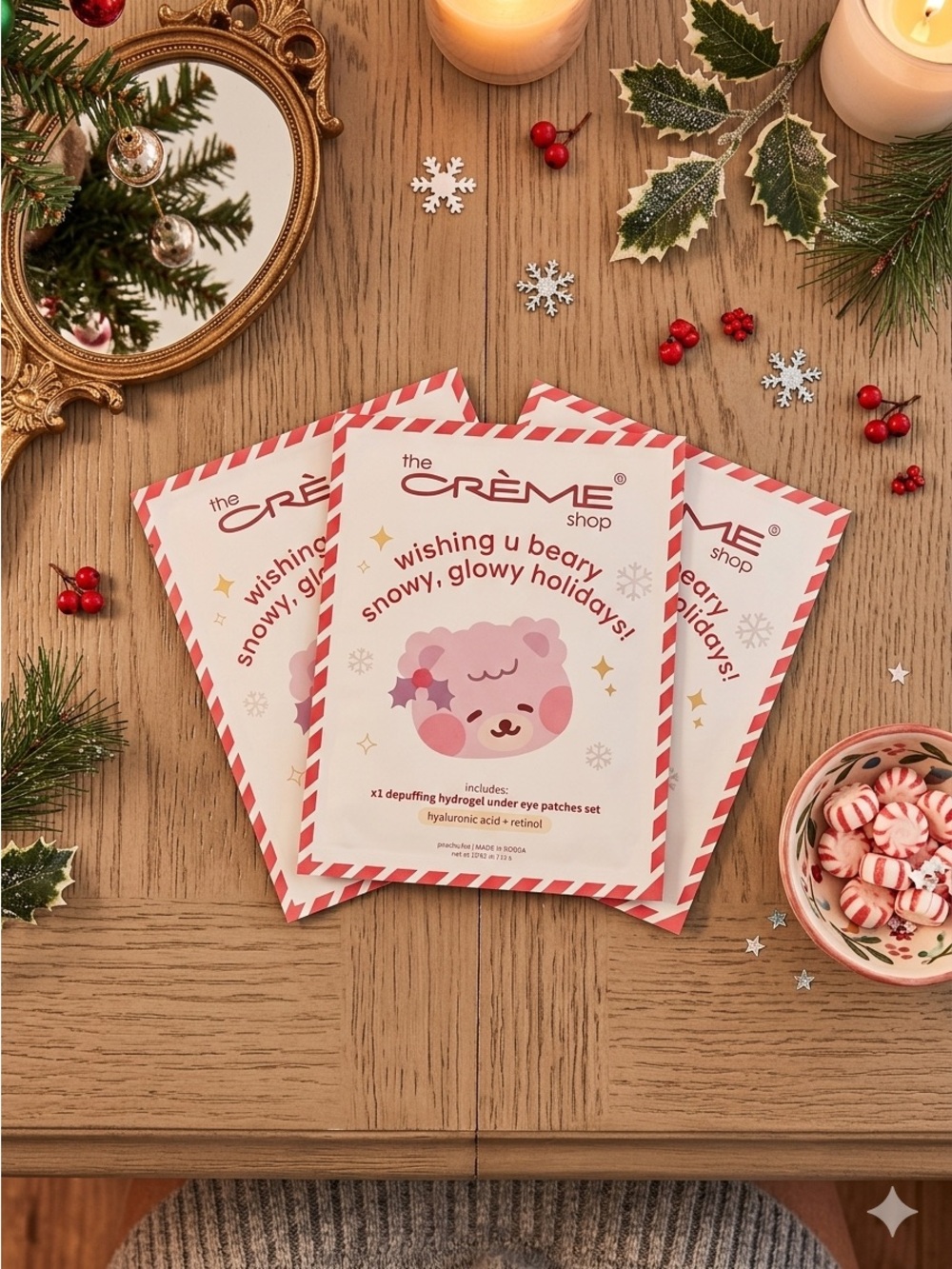 The Crème Shop Pink Holiday Depuffing Hydrogel Under Eye Patches